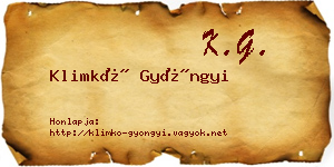 Klimkó Gyöngyi névjegykártya