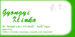 gyongyi klimko business card